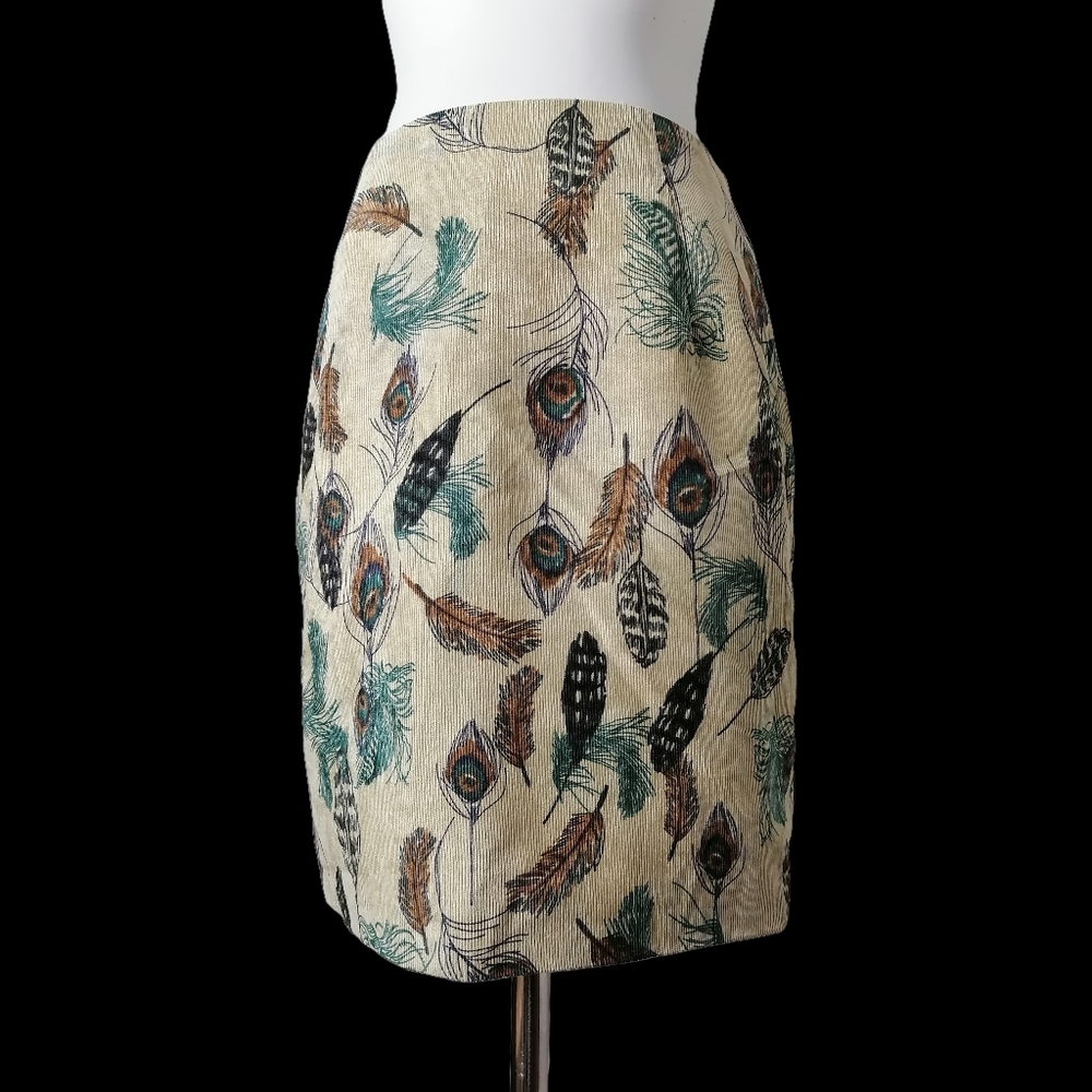 🦎 feather pattern fine corduroy skirt by dayday